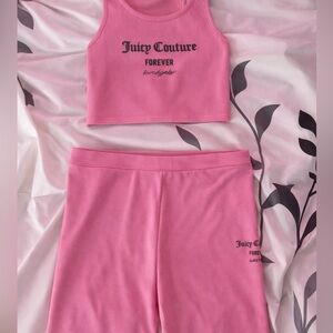 Juicy Couture Hot Pink Cropped Tank and Shorts Set